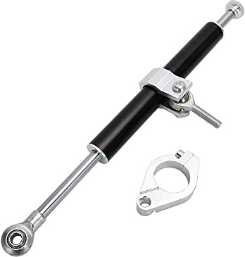 Ammortizzatore di sterzo per moto, in alluminio, 330 mm, stabilizzatore lineare, leva di bilanciamento regolabile, ammortizzatore di sterzo per moto, ricambio universale per ATV (nero)