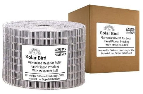 SOLAR BIRD Galvanised Mesh for Solar Panel Pigeon Proofing Wire Mesh 30m Roll
