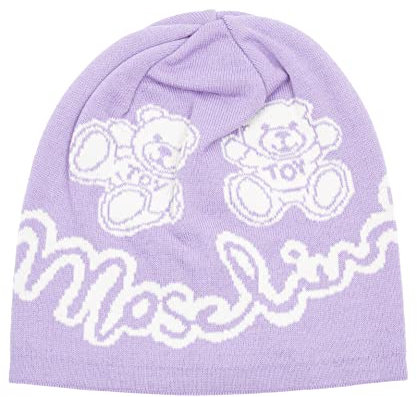 Moschino Damen Teddy Bear Mütze Lilac - White