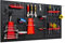 COSTWAY 120x60x2.5cm Tool Pegboard, 28Pcs Garage Wall Rack Drill Bit Storage Rack, Wrench Set Racks, Holders, Long Racks and Short & Pegboard Hooks, Mounted Organiser, Black + Red