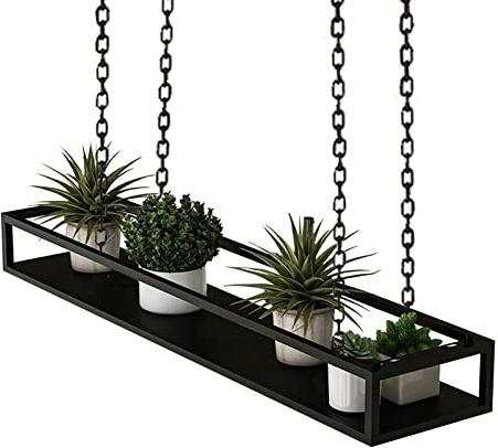 Deckenregal Hängender Blumentopf Decke Hängende Pflanzgefäße Hängende Pflanzenhalter Stabiler Deckenhänger Küche Bar Hängeregal für Blumen Pflanzen Pfannenhänger, Garten, Balkon, Terrasse ( Size : 140