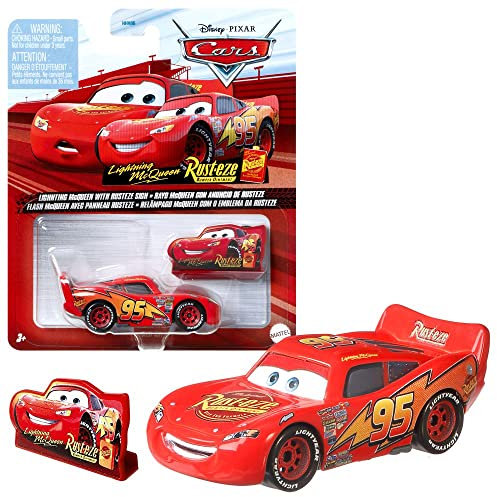 Mattel Selezione Veicoli Racing Style, Disney Cars, Cast 1:55 Veicoli Auto, DXV29N Cars 3 Single:Lightning McQueen Rust-Eze Sign (CDXV59)