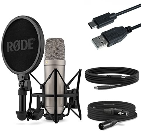 Rode NT1 5th Generation XLR USB Studio-Mikrofon + keepdrum USB Kabel Typ A zu Typ C 50cm