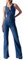 Glkaend Damen Sexy Slim Fit Hohe Taille Denim Overall Ärmelloser Reißverschluss Backless Wide Leg Strampler,Blau,M