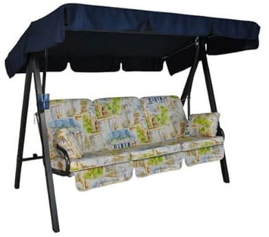 Angerer Freizeitmöbel GmbH Hollywoodschaukel Select - Gartenschaukel Made in Germany - Schaukel zum Sitzen, Liegen und Entspannen - inklusive Bett-Funktion - einfache Montage (Beige-Bunt Gemustert)