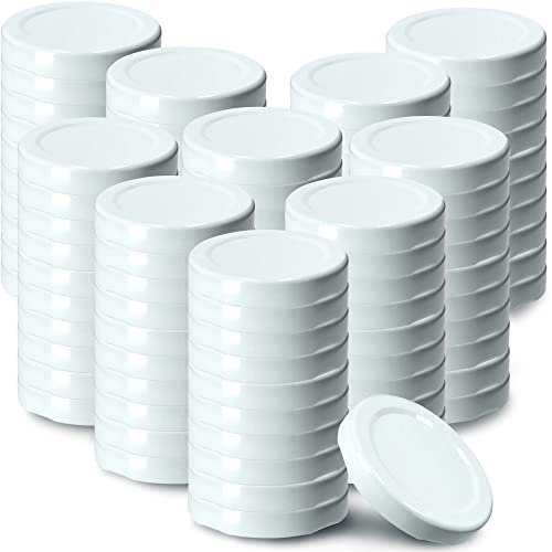 KADAX Coperchio a vite per bicchieri, coperchio Twist-Off in metallo fi 33 mm, coperchio di ricambio per barattoli di conserve, coperchi per barattoli di vetro, bottiglie (100 pezzi, bianco)
