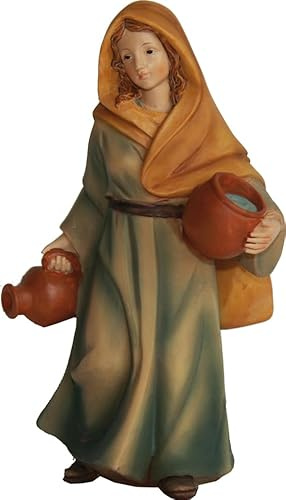 FADEDA Magd mit Zwei Krügen/Höhe:9 cm/handbemalt/detailgetreue Krippen Figuren - Weihnachten Tisch Dekoration Krippe Zubehör
