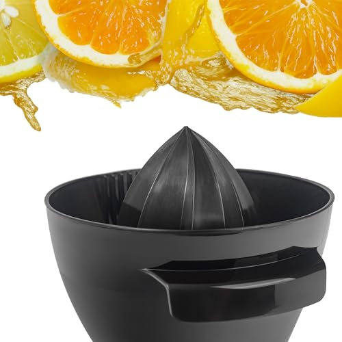 KADAX Exprimidor manual de plástico, exprimidor de frutas, exprimidor de naranja resistente, prensa ovalada para frutas, prensa manual universal, exprimidor de frutas (negro)