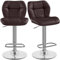 Yaheetech Set 2 Sgabelli Bar Alti Cucina Moderni Design in Similpelle con Schienale Girevole 360° Altezza Regolabile Da Penisola Marrone
