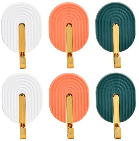 Wisebom Self Adhesive Hooks (6 Pack) - Extra Strong Stick On Coat, Towel & Door Hooks for Hanging Heavy Duty Wall Use