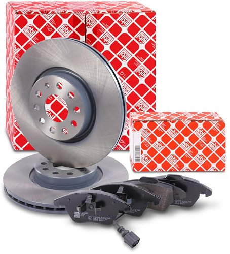 febi bilstein Bremsenset Vorderachse inkl. Bremsscheiben vorne Ø 312 mm belüftet und Bremsbeläge vorne mit Verschleißkontakt Kompatibel mit AUDI, SEAT TOLEDO, LEON, SKODA OCTAVIA, VW GOLF, PASSAT