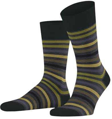 FALKE Men's Tinted Stripe M So Wool Cotton Patterned 1 Pair Socks, Grey Steel Melange 3205, 8.5-11