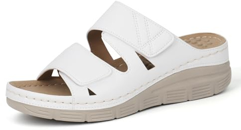 Ortho+rest Femme Sandales Arche Support Slide Orthopédique de Marche Orthopédiques Sandales(White,37)