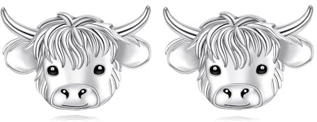 YFN Hochlandrinder Ohrringe für Damen 925 Sterling Silber Tier Ohrringe Hängend Ochse Ohrstecker Schmuck Geschenk für Damen