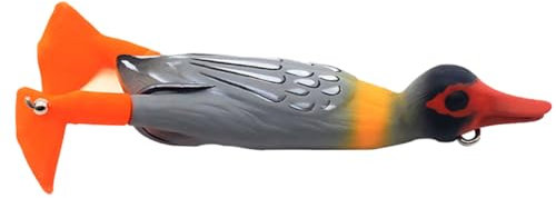 Fischerköder Fischerei Köder Propeller Flipper Enten Köder 3D Wobbler Eyes Oberwasser Schwimmköder weich zum Angeln grau, Oberwasser Schwimmköder