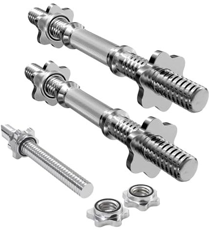 AemaSport Barra Pesas Musculación Barra Recta de 28mm de Diámetro - Barra para Gimnasia con Cierre de Rosca Cromada - Equipo de Fitness para el Hogar - Barra Gym (Mancuerna 35cm. y 2 kg. cada una)