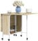 HOMCOM Mobile Drop Leaf Table, Folding Dining Table with 6 Wheels & Storage Shelf for Small Spaces, Kitchen, Dining Room, Natural Wood Finish