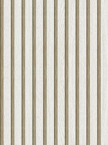 Belgravia Holz-Tapete, selbstklebend, 44.5x500cm 3D-Effekt, realistische Holzmaserung, Streifenspleißung, Vinyl-Tapete zum Abziehen und Aufkleben, Walnuss und Eiche als Wandaufkleber