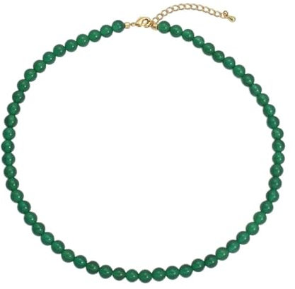 Epinki Halskette Damen Jugendstil, Achat Anhänger Halskette Bead-Kette Damen, Vergoldet Edelstahl Halsketten Damen mit Achat Grün, Grün Gold, 44CM