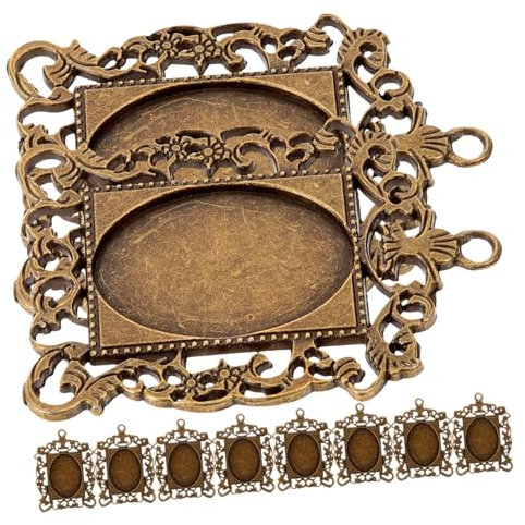 SEWOART 10 Piezas base de gema bandejas de plata antiguas fabricación de joyas missangas para bijuteria Soportes para colgantes bandeja de ajuste del marco bandeja colgante de joyería
