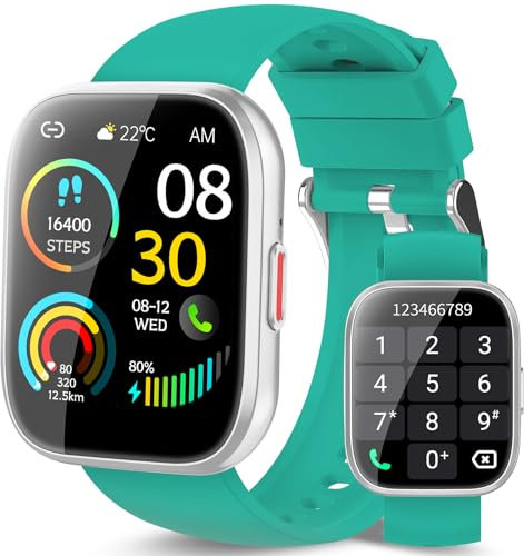 VKROBAG Smartwatch Uomo Donna, 1.85 Orologio Smartwatch con Effettua/Risposta Chiamate, Impermeabil IP68, 110 Sportive Smart Watch con Contapassi/Sonno/Cardiofrequenzimetro, Fitness Tracker Azzurro