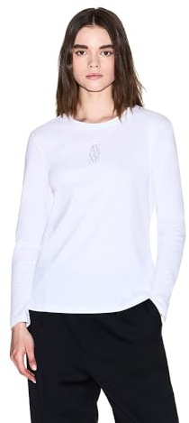 Armani Exchange Damen Long Sleeve Strass Front Logo Print Regular Fit Shirt