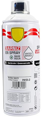 various - Pintura Spray Base Agua 400ml,Ecológica y Sin Olor,Para Muebles,Metal,Plástico y Madera,Colores Duraderos,Cobertura Uniforme - Barniz Mate,1 unidad