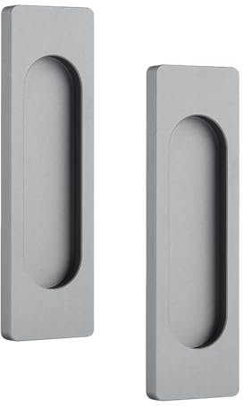 Ginddy 2 tiradores de puerta corredera ovalados autoadhesivos, de aleación de aluminio, para puertas correderas, armarios de ventanas (gris mate, 100 mm)