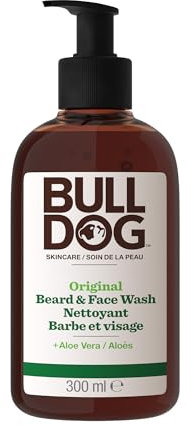 Bulldog SKINCARE 2-in-1 Bart- und Gesichtsreiniger für Männer, 300 ml, angereichert mit Aloe Vera, für alle Barttypen, entfernt Schmutz und Talg.