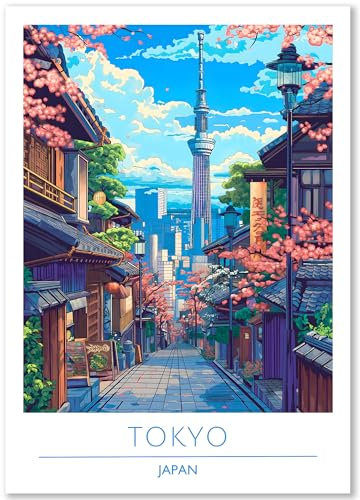 Happymotive – Tokyo Poster Deko Schlafzimmer | Wanddeko & Wandbilder Wohnzimmer | Aesthetic Room Decor | Bilder & Kunstdrucke in A2 40x60, A3 30x40, A4 20x30 300g Papier ohne Rahmen