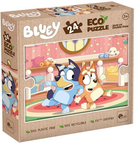 Lisciani - BLUEY Puzzle - 24 Piece Double Sided Puzzle for Children from 3 years - Colouring Board - Format 25x35 cm - Bluey Educational Game - Manual Activity - 100% Recyclable - Birthday Gift Idea