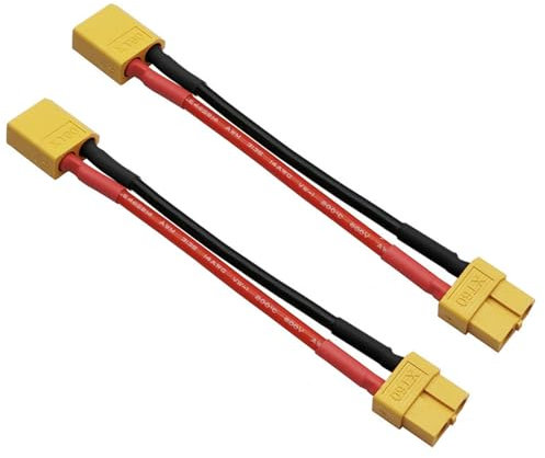 2 Stücke Männlichen XT30 zu Weiblich XT60 Stecker Adapter, Stecker XT-30 auf Buchse XT-60 Stecker Adapter, mit 10cm 14AWG Silikonkabel, für RC FPV-Drohnen, Lipo-NiMH-Akku-Ladegerät