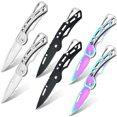 Vaileal 6 Pièces Petit Couteau Pliant : Couteau de Poche, mini pliant tranchant, Couteau EDC, Outdoor à Deux Mains Pour le Plein Air, le Camping, la Survie