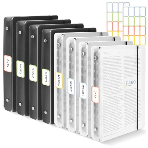 A5 Binder 6 Ring, 8 Stück A5 Ringbucheinband, A5 Ringbuch Nachfüllbar, A5 6 Ring Binder Zum Hinzufügen Broschüren-Cover Papiere Lose Blätter für Schule & Büro