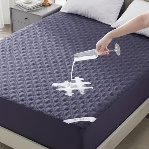 BEDLORE Matratzenschoner 180 x 200 cm, wasserdichte Matratzenauflage, geräuschloser Matratzenbezug mit tiefer Tasche – weich, atmungsaktiv und komfortabel (Blau)