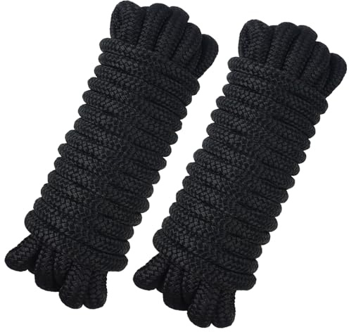 Boat Dock Lines Rope Double-Braided Nylon Dock Line Boat Ropes Mooring Line Anchor Docking Ropes Boats Accessories (3/8in*16.5ft-2pcs)