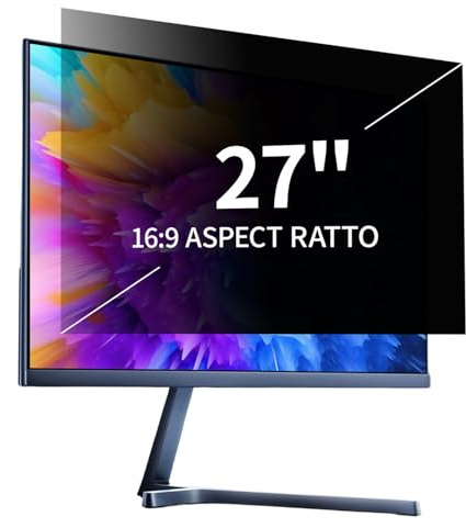 Kelepu 27 Inch Computer Privacy Screen Filter, 16:9 Widescreen Monitor | Eye Protection, Anti-Glare, Blue Light Screen Protector Film, 598mm x 337mm
