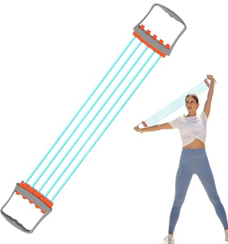Brustexpander - Stahlfeder Fitness Trainingsgerät | 5 Verstellbare Federn Elastisches Armtrainer Band Stretch Seil Robust Ergonomisch Für Büro Gym Muskelaufbau Krafttraining Oberkörper Übung
