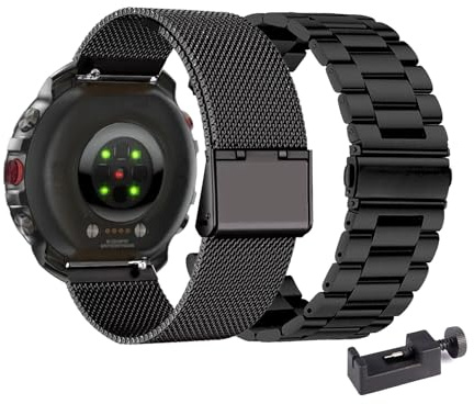 diNGK SPORTS 2-Pack Metall Armband Kompatibel mit Polar Grit X2 Pro Armbänder Verstellbare Edelstahl Schnalle Sport Ersatzarmband für Polar Grit X2 Pro Armband für Damen Herren