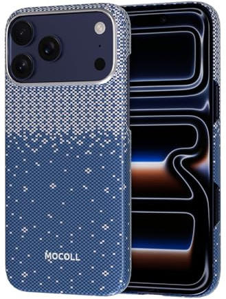 MOCOLL Hülle für iPhone 17 Pro (6,3 Zoll), MagSafe-kompatibel, 36 N52SH Starke Magnete, militärischer Stoßschutz, matt & fingerabdruckresistent, Blaue Kevlar Handyhülle