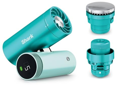 Shark ChillPIll 3-in-1 Hochgeschwindigkeits-Ventilator, ultrafeiner Nebel und InstaChill System, inklusive 3 Kühlaufsätzen, reisefreundliches Design, Glacier FA022UKBL