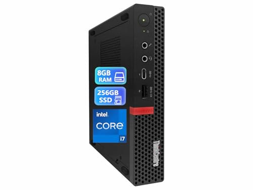 Lenovo ThinkCentre M920Q Mini Desktop-PC, Intel Core i7-8700, 8 GB RAM, 256 GB SSD, WiFi, Bluetooth, US QWERTY Tastatur, Windows 11 Pro (reconditionné)