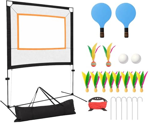 ARATERVIO 3-in-1 Tischtennis-Set mit Netz, Tragbares Tischtennis Set mit Schlägern, Federbällen & Tischtennisbällen, Verstellbares Spielnetz, Outdoor Set für Garten, Strand & Indoor Sport