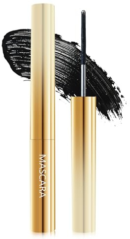 Black Washable Metal Iron Wand Mascara, Waterproof Lengthening Tube Mascara | Black Mascara Volume and Length, Long Lasting Smudge-proof Hypoallergenic Mascara for Eyelashes, Christmas Makeup for Women