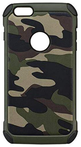 NX Schutzhülle für iPhone 6 mit Ringständer, PU + PC + TPU 360° Schutz Bumper für iPhone 6S, Camouflage-Grün