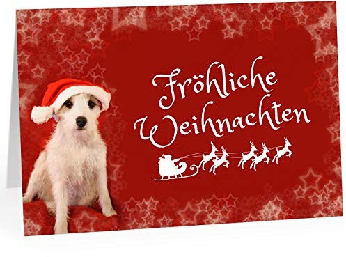 Große XXL Weihnachtskarte DIN A4 (Design Hund mit Weihnachtsmütze) mit Umschlag/Weihnachten/Klappkarte/Grußkarte/zum Geschenk/moderne Karte