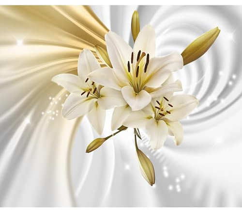 decomonkey Fototapete selbstklebend Blumen Lilien 245x175 cm XL Selbstklebende Tapeten Wand Fototapeten Tapete Wandtapete klebend Klebefolie 3d Effekt Abstrakt