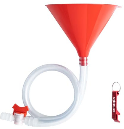 SMOQIO Beer Bong Funnel with Valve, Single Header, Bonus Bottle Opener, 1 Pack