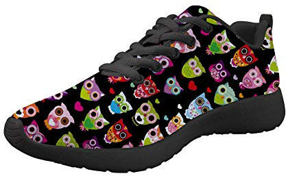 Showudesigns Damen-Sneaker für Teenager, Mädchen, Laufschuhe, Sportschuhe, Outdoor, Walking, flache Schuhe, - eule - Größe: 40 EU