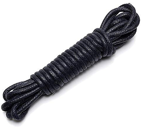 Jamron 2.5mm Spesso Rotondo Lacci delle Scarpe per le Scarpe da Ginnastica Stivali Scarpe da Sera 11 Colori Lunghezza-150 CM Nero